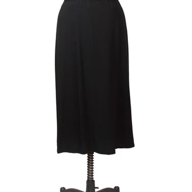 1940s Skirt ~ Black Rayon Larger Size Basic Mid Length Skirt 