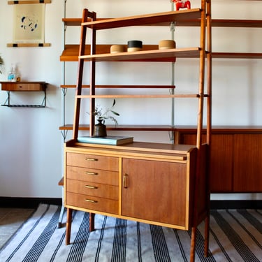 Swedish Bookcase w/ Desk in Teak