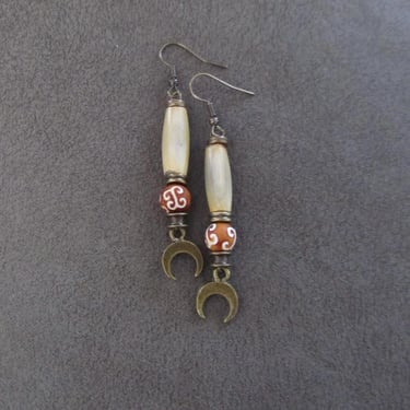 Ethnic bone dangle earrings 