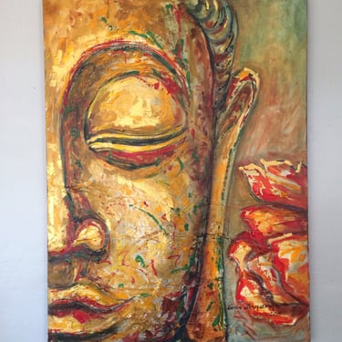 Golden Buddha Original Acrylic Painting on Canvas 