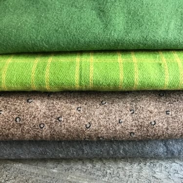 Brushed Cotton Fabric Bundle, Flannel, Remnants, Vintage Textiles, Sewing, Quilting Project Fabric 