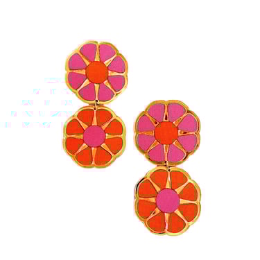 Sample Sale Pink and Orange Color Block Earrings