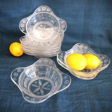 Set of 9 Antique EAPG Glass Willow Oak Wreath Salad Bowls Early American Pattern Glass 