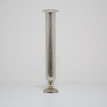 Vintage American Very Tall Ribbed Trumpet Flute Vase, 1950s.