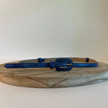 Blue Vegan Leather Adjustable Thin Skinny New York & Co Belt Size XS-Large 