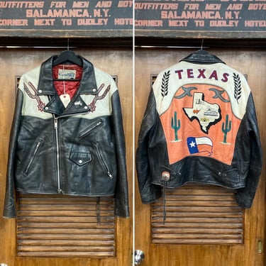 Vintage 1980’s “Avirex” Texas Design MC Motorcycle Leather Jacket, 1950’s Style, 80’s Vintage Clothing 