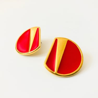 Vintage Monet Red Enamel Earrings 