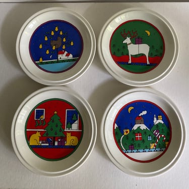 House Christmas Dishes - Set of 7 Staffordshire England 