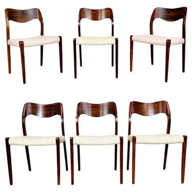 6 Danish Modern Niels Otto Moller Model 71 Rosewood Dining Chairs 