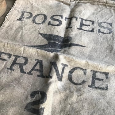 French La Poste Sack, Half Size Postal Bag, Hemp, Upholstery Sewing Fabric 