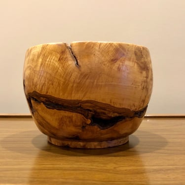 Hand turned Spalted Maple Burl Bowl Natural Edge 