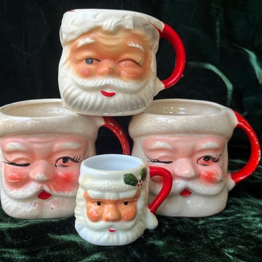 vintage Santa mug collection 1950s Christmas mixed media planter lot 