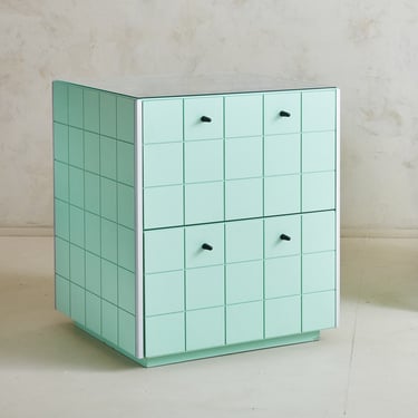Postmodern Mint Green Cube Cabinet Attributed to Alessandro Mendini for Alessi, Italy 1980s - 2 Available