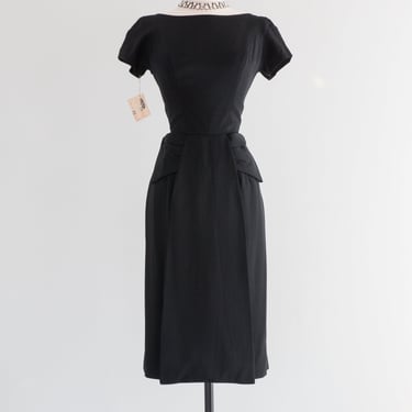 Elegant 1950's NOS Classic Little Black Cocktail Dress By Gigi Young / Small