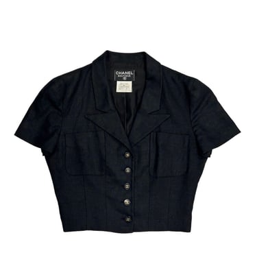 Chanel Black Logo Button Shirt Jacket