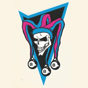 Vintage 90s Jester Skull 8 Ball Decal 