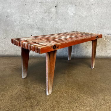 Mid Century Modern Slat Wood Bench