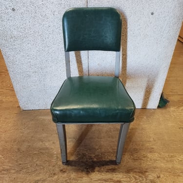 Green Vinyl Steelcase Chair 17 x 32 x 22