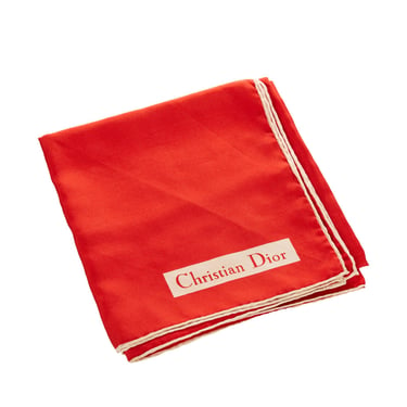 Dior Red Silk Logo Scarf