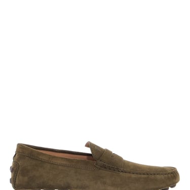 Tod's Olive Green Suede Loafers With Rubber Sole Men