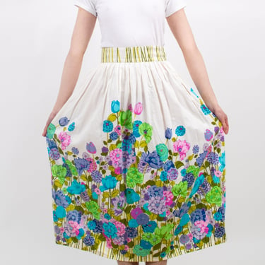 1960s Bright Floral Hawaiian Maxi Skirt