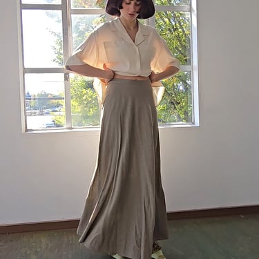 Bias Cut Flowing Natural Skirt (S)