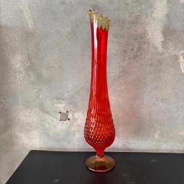 Mid Century Modern Orange Swung Vase By L.E. Smith