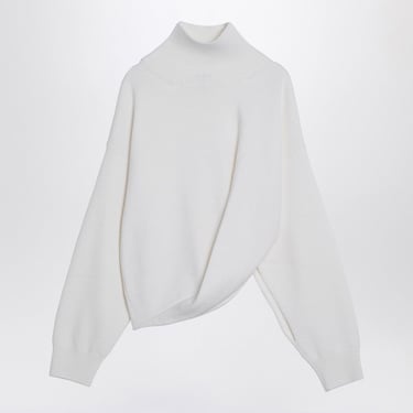 Alaia White Wool Asymmetrical Turtleneck Sweater Women