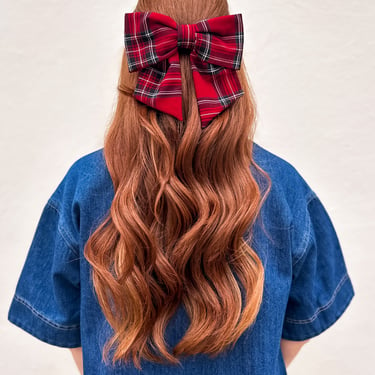 Red Tartan Hair Bow Barrette