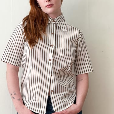 1970s Striped Short Sleeve Button Down 