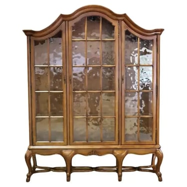 Superb Continental Style Hand-Made China Cabinet Vitrine Wavy Antique Glass