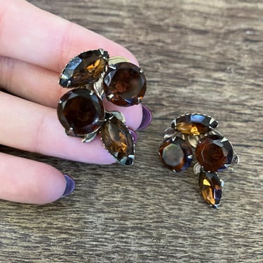 Pretty Patent Pending Brown Stone Vintage Earrings | Vintage Earrings | PAT PEND Vintage Earrings | Mid-Century Earrings | Vintage Jewelry 