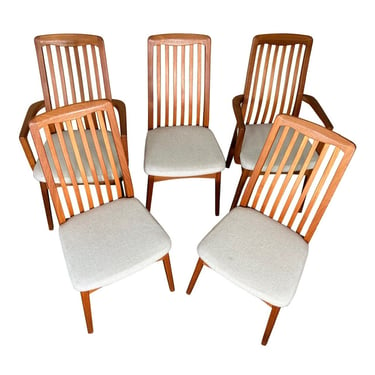 Set of 5 Mid Century Danish Modern Teak Dining Chairs by Benny Linden 