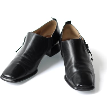 Vintage Palizzio Low Cut Leather Block Heel Ankle Booties - Vintage 1980s Women's Shoes - Size 7.5 