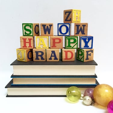 Vintage Halsam alphabet blocks in original box, set of 15 | vintage holiday | nursery decor | children's decor 