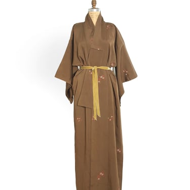 Vintage 50s Japanese floral silk KIMONO 
