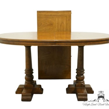 DREXEL FURNITURE Bishopsgate Collection English Tudor Style 74" Oval Double Pedestal Dining Table 160-334 
