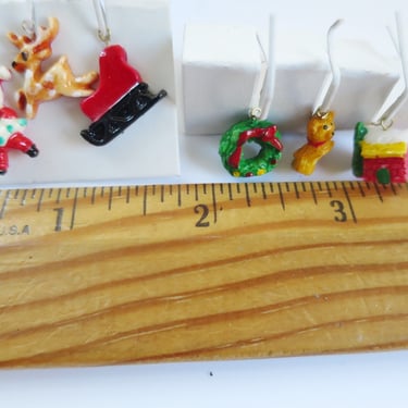 Vintage 1/2" Miniature Tree Ornaments, Mini Holiday Decorating Kit, Tiny Package Trims 