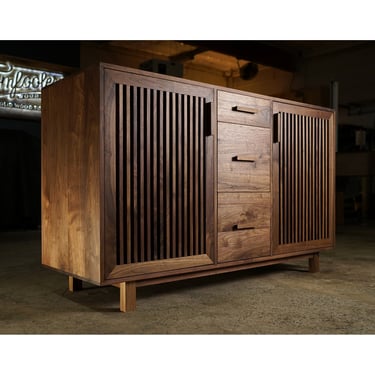 Kavanaugh Wine Bar, Modern Wine Cabinet, Wine Bottle Sideboard with Drawers, Wood Wine Bar (Shown in Walnut) 