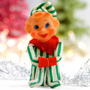VINTAGE: 1950's - Felt Elf Pixie Knee Hugging Christmas Ornament - Made in Japan - Holidays - SKU 15-A2-00012522 