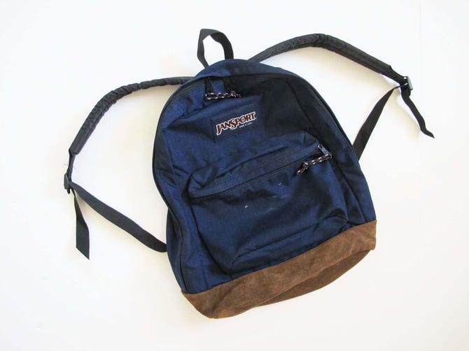 90s Jansport Backpack Suede Leather Bottom Vintage 1990s made Milk Teeths Long Beach CA