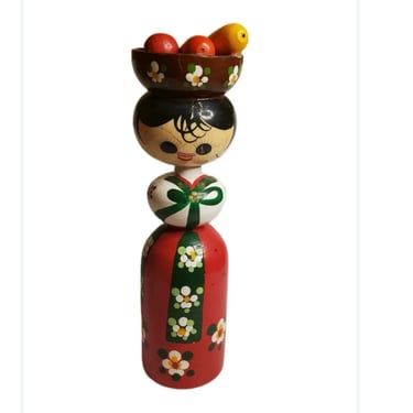 Vintage Korean Kokeshi Nodder Bobblehead Doll 