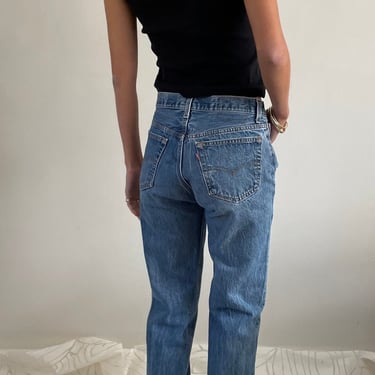 30 Levis 501 vintage jeans / vintage faded medium wash tall red tab boyfriend high waisted button fly classic Levis 501 jeans USA | size 30 