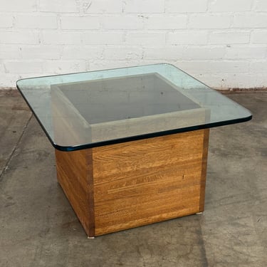 Modernist oak and glass coffee table 