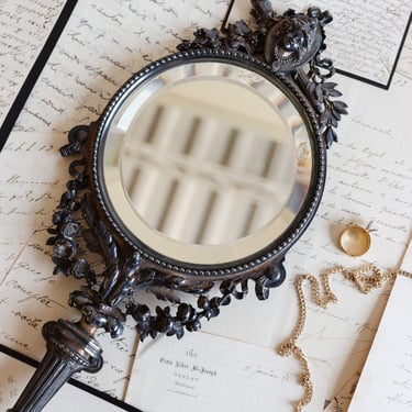 antique french Louis XVI style hand-held mirror