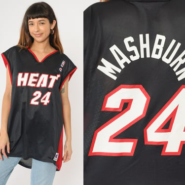 Vintage Miami Heat Jamal Mashburn Jersey Champion NBA Basketball Jersey Shirt 90s Retro Sports Black 1990s Extra Large xl 48 