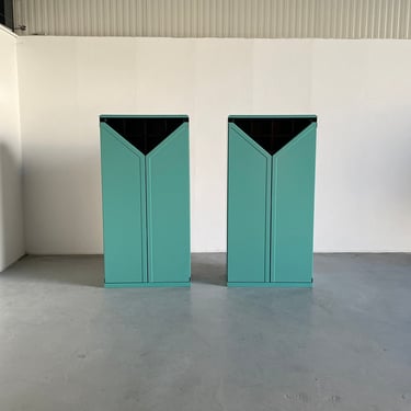 Pair of Postmodern Memphis Style Mint Green Bar Cabinets by KAPO Möbelwerkstätten, 1980s Austria 