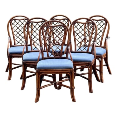 Braxton Culler “Trellis” Rattan Coastal Dining Chairs - Set of 6 