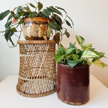 Wicker Basket Plant Stand