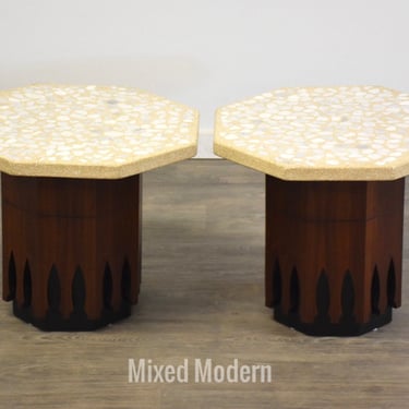 Walnut and Terrazzo End Tables by Harvey Probber - A Pair 